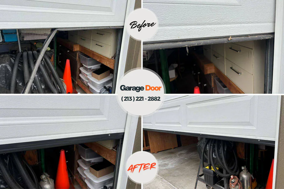 Before and after: garage door repair Firebaugh, CA